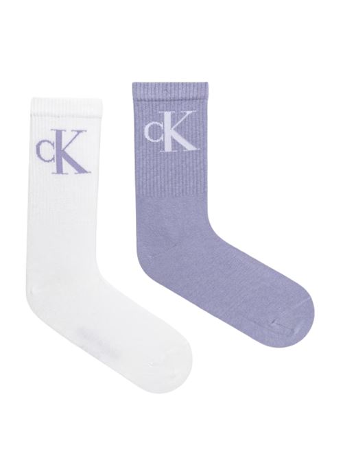 Calzini alti due paia Bianchi/lilla Calvin Klein Jeans | 701228811008